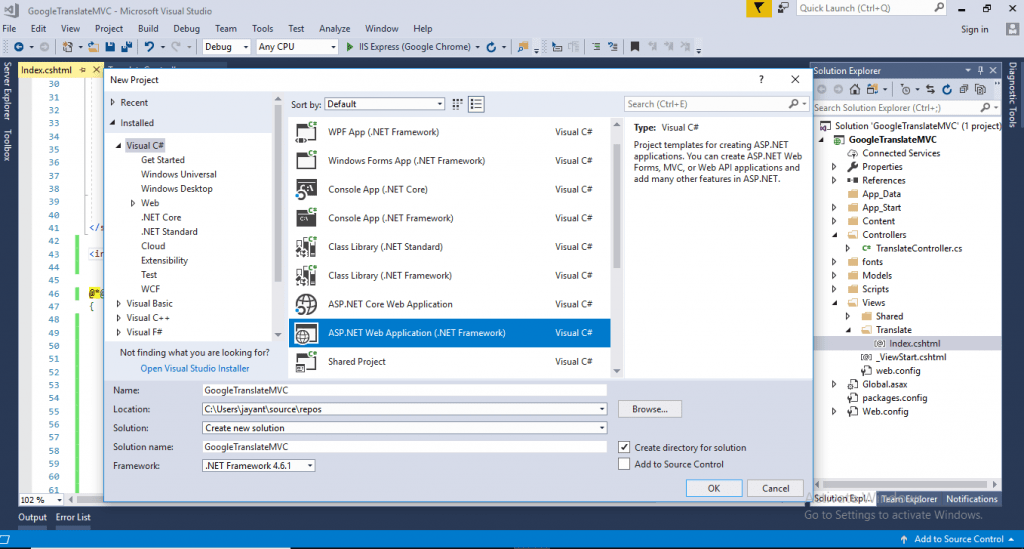 Translate Language Using Google Translate API In ASP Net MVC Jayant 