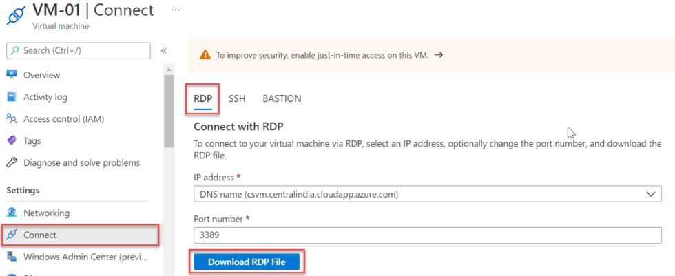 Azure VM RDP Download