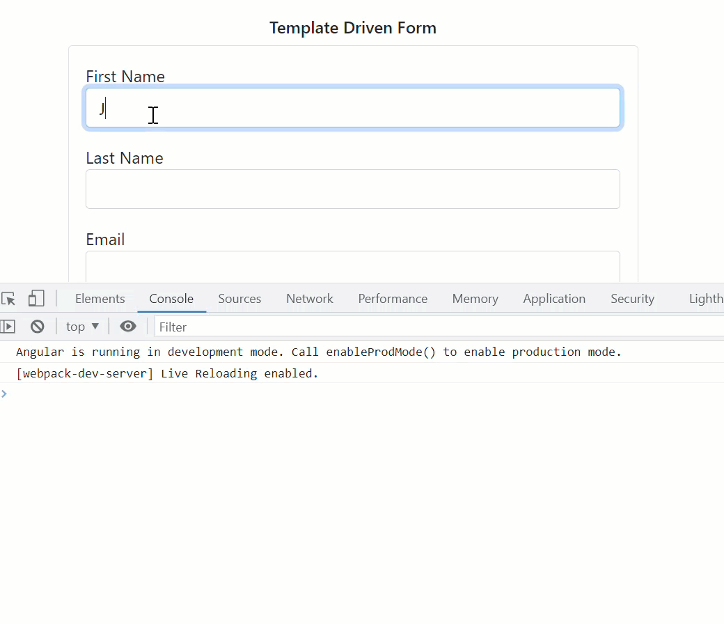 Template Driven form