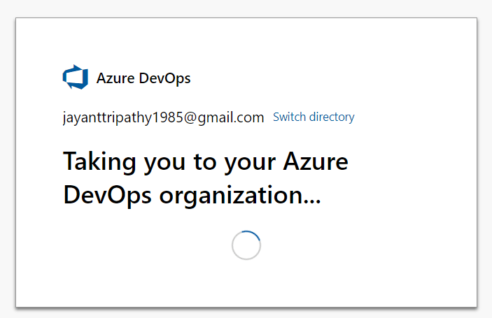 Azure DevOps- New Organization confirmed and creation success