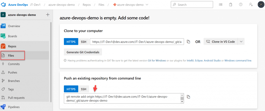 Azure DevOps- adding source files