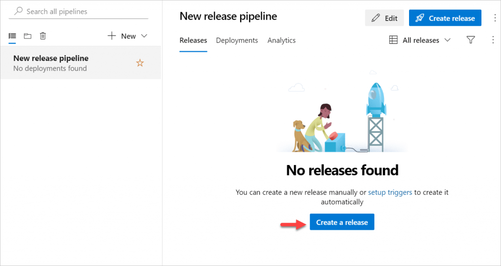 CI/CD Release pipeline create release