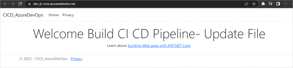 CI/CD deployed in Azure App Service