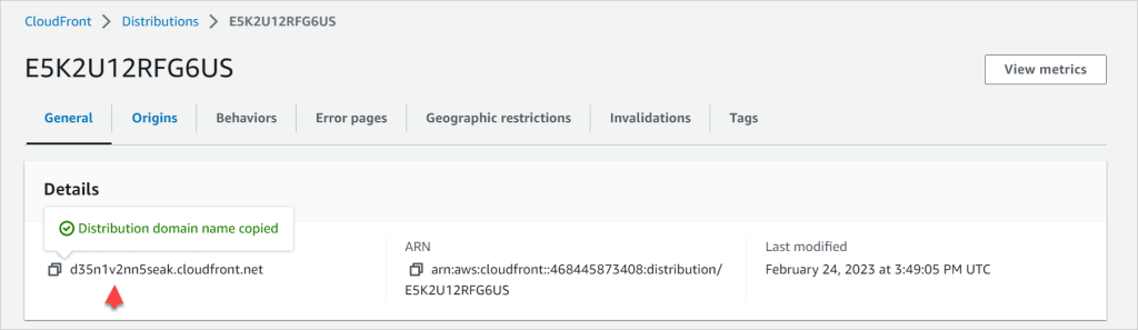 AWS S3 bucket using CloudFront- distribution domain