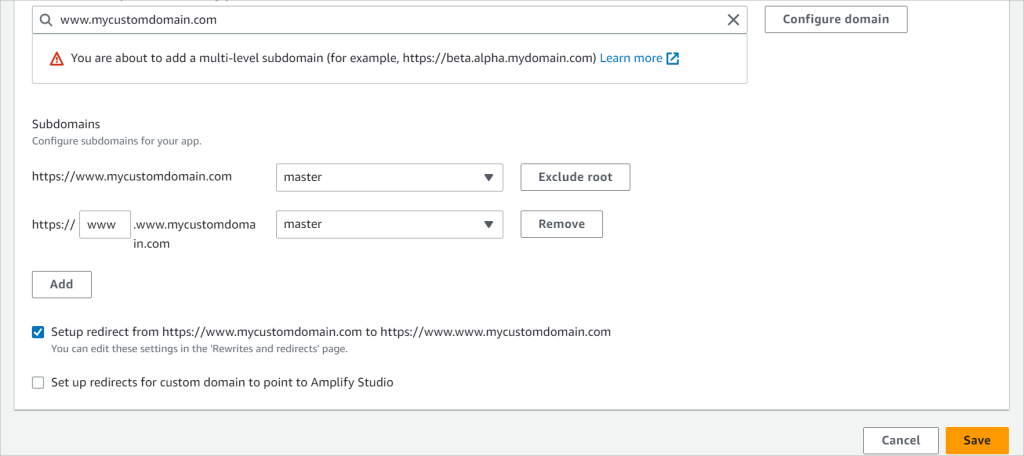 AWS-Amplify-custom-domain