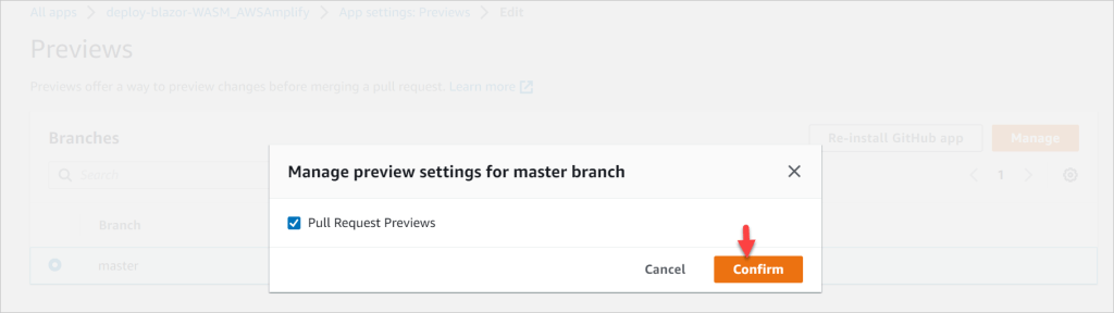 AWS-Amplify-install-github-manage-pull-request