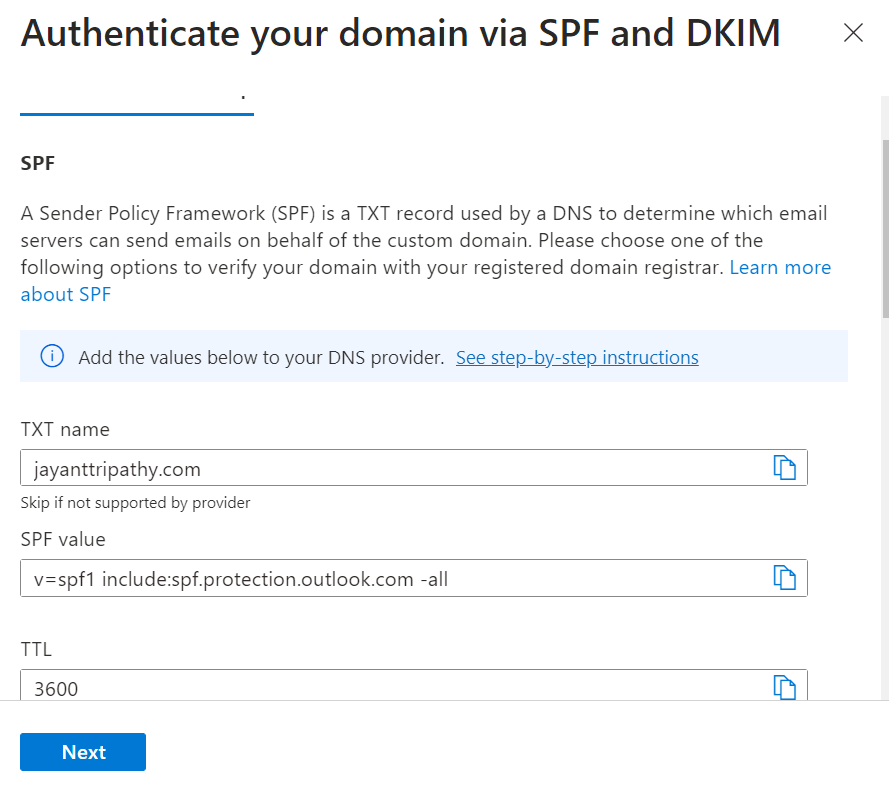 Add Custom Domain-DNS Information
