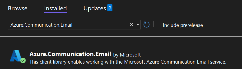 Azure Email Communication nuget package