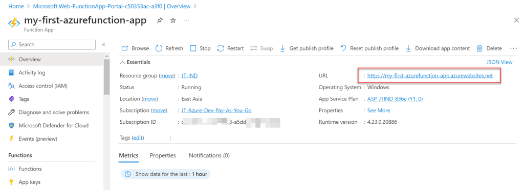 Azure Function App Url