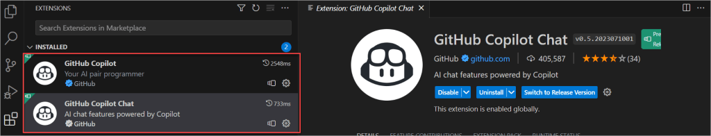 GitHub Copilot Chat extensions