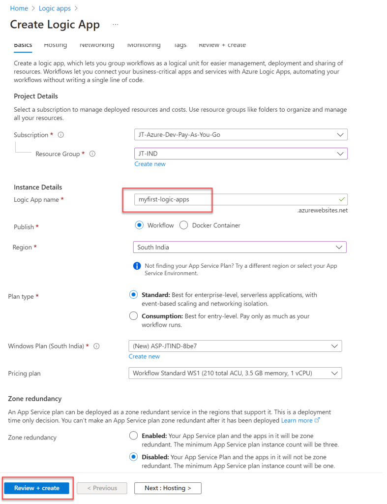 Azure Logic Apps Create New