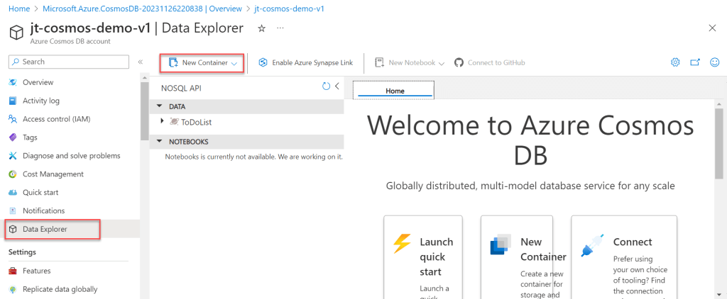 Azure Cosmos DB Containers