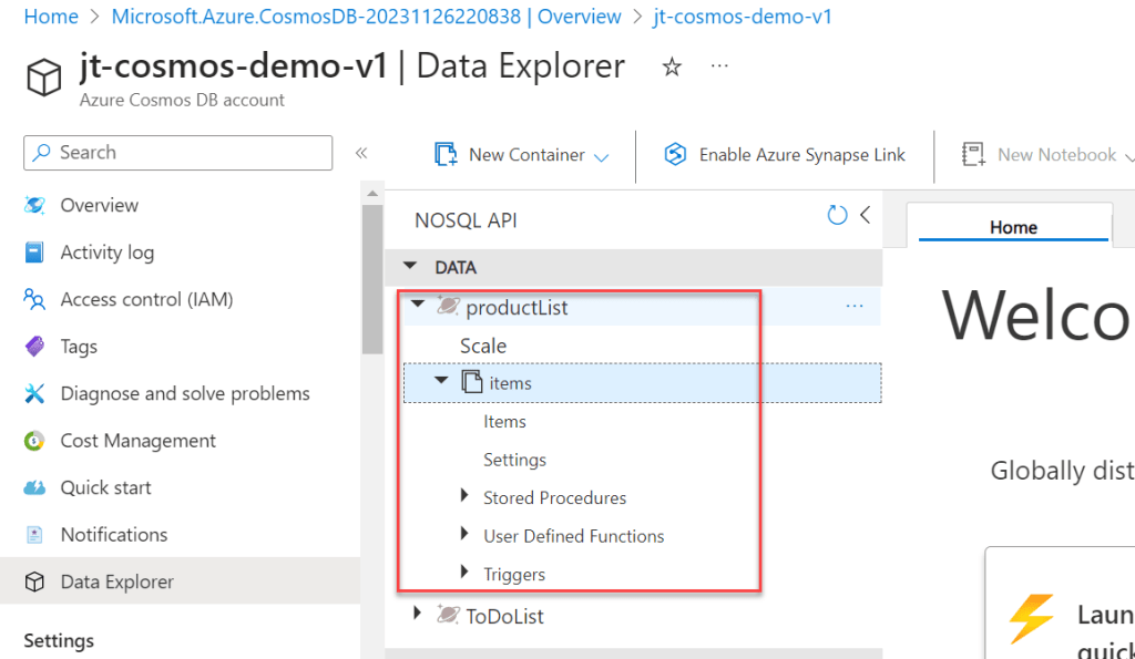Azure Cosmos DB Database & Containers