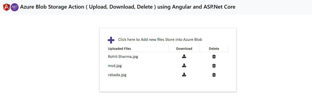 Azure Storage accounts- Upload Download Delete