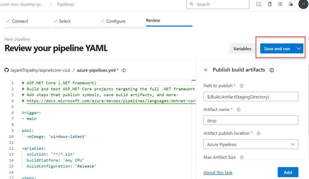 aspnetcore-mvc-pipeline-publish-build-artifacts-run