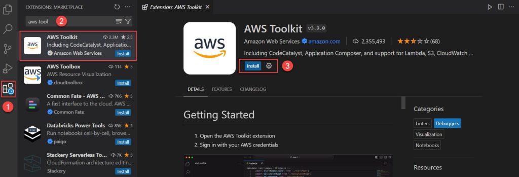 aws tookit for vs code