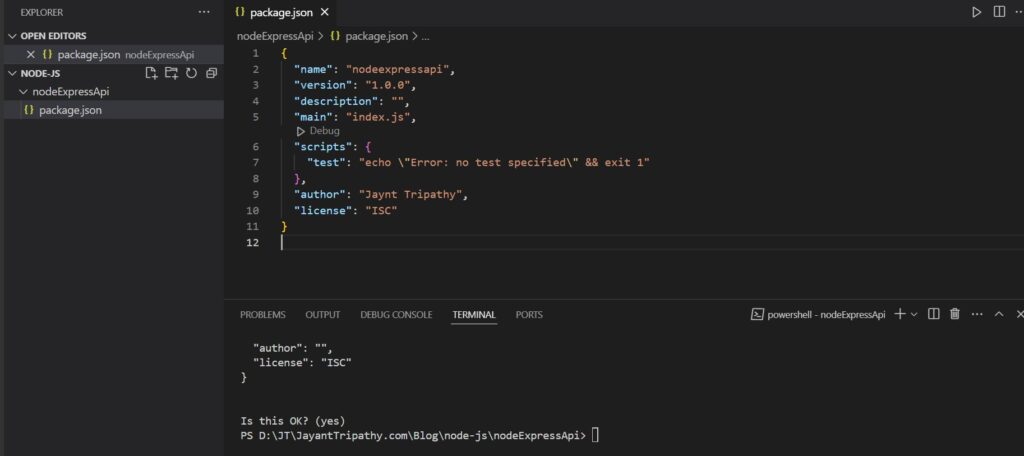node-express-api-package-json