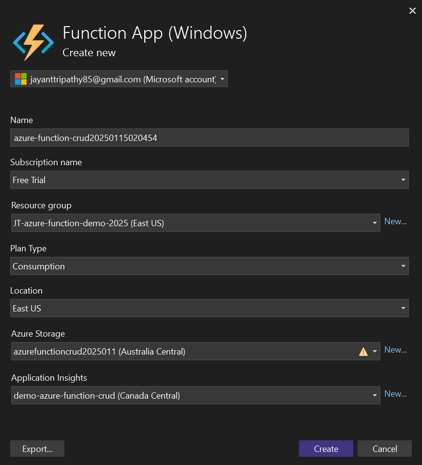 azure-function-publish-in-vs