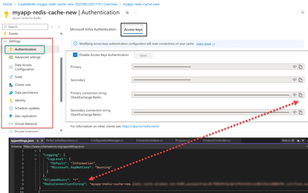 azure cache for Redis Access Keys
