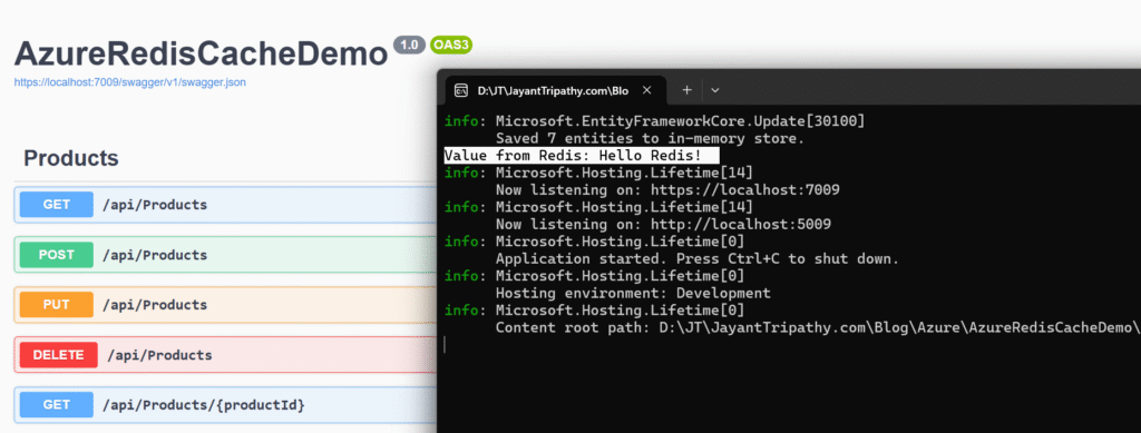 azure cache for Redis console